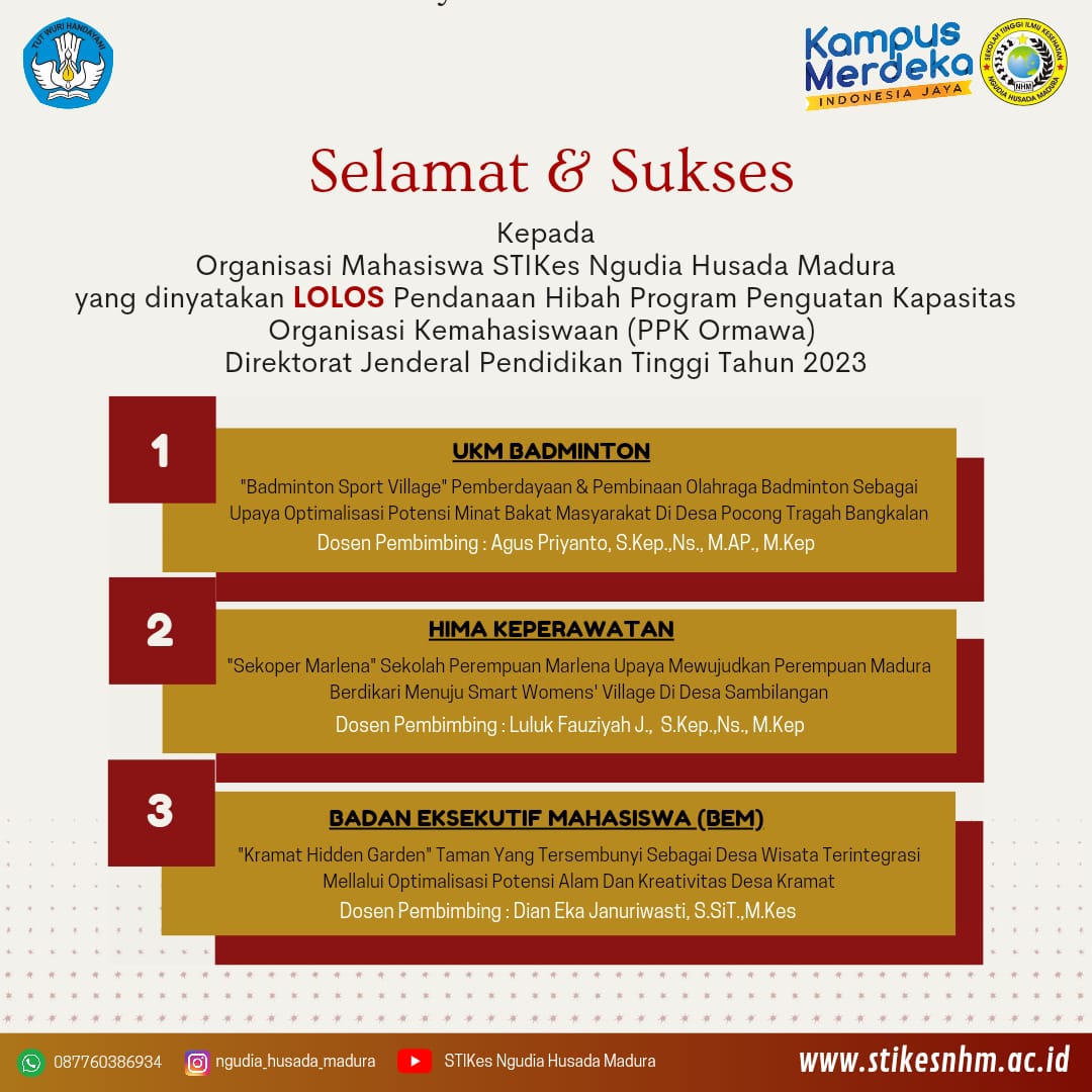 ORGANISASI MAHASISWA STIKES NHM LOLOS PENDANAAN HIBAH  