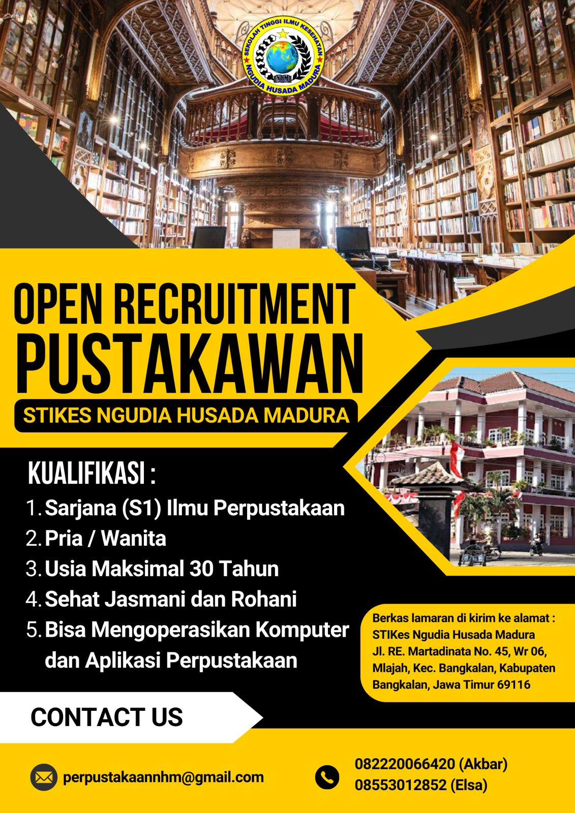 Open recruitmen Pustakawan STIKES Ngudia Husada Madura